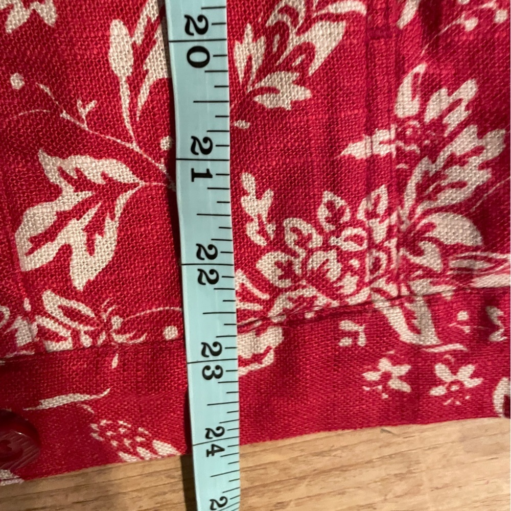 NWOT Coldwater Creek Linen Red White floral Jacket Pockets business Casual XL - Picture 8 of 10